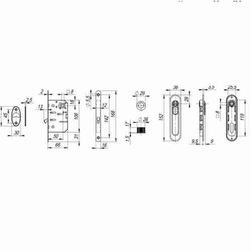 Ручки купе для раздвижных дверей Armadillo SH011-BK AB-7 бронза